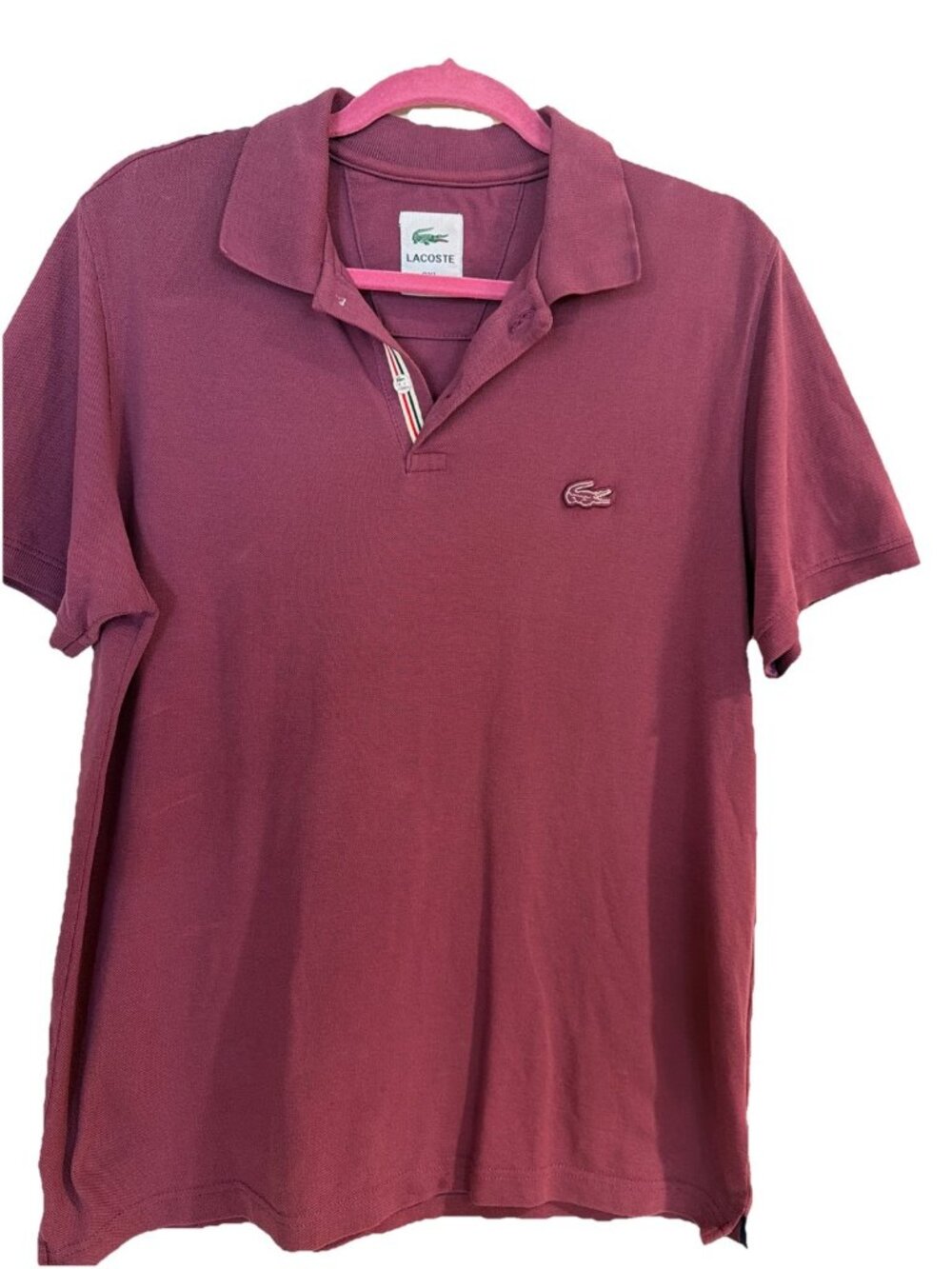 Lacoste Classic Fit Polo Shirt Mens 2XL Burgundy Pique Cotton Preppy Designer